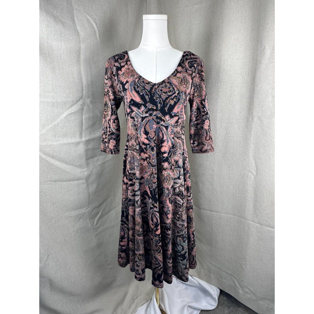 Peruvian Connection Paisley Print Pima Cotton Dress S